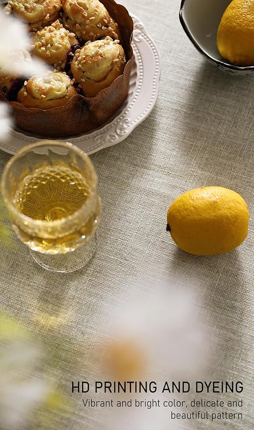 ISAENNE Designer Vintage Linen Elegant Rectangle Tablecloth,Chinoiserie Floral Table Cloth,Wrinkle Resistant Decor Table Cover for Dining Thanksgiving Kitchen Party,55"*71"-Segerman B