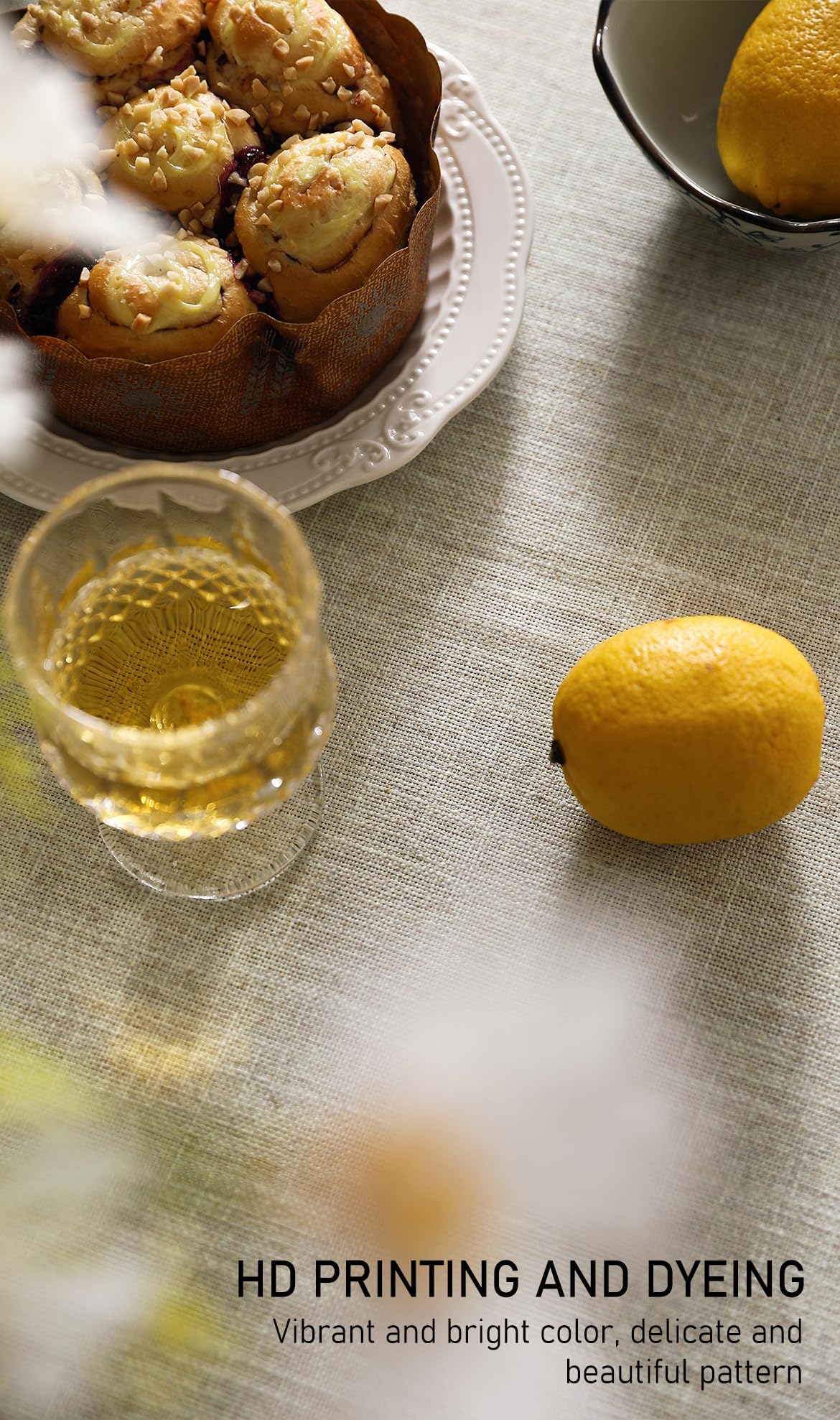 ISAENNE Designer Linen Large Square Tablecloth,67"x67"-Segerman B