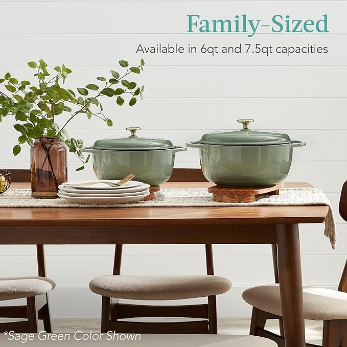 Best Choice Products 6 Quart Enamel Cast-Iron Round Dutch Oven, Family Style Heavy-Duty Pre-Seasoned Cookware for Home, Kitchen, Dining Room, Oven Safe w/Lid, Dual Handles - Graphite Gray