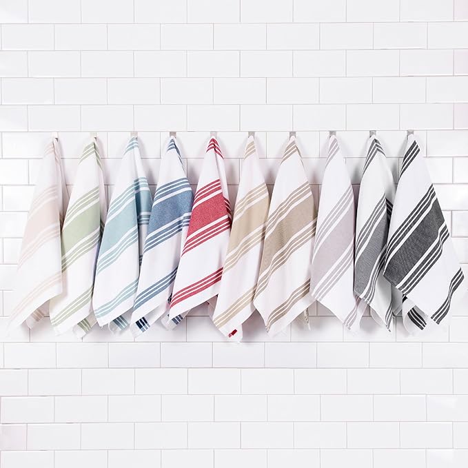 All-Clad Dual-Purpose Kitchen Towels: Highly Absorbent, Super Soft Long Lasting - 100% Cotton, 17"x30" Dish Towels for Cleaning & Drying Dishes, Pans, Glassware, or Countertops, (3-Pack), Rainfall