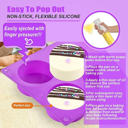 3 Pcs Round Chocolate Cookie Molds Set,12-Cavity Silicone Mold with 30 Clear Treat Boxes, Round Baking Mold for Candy, Mini Cake, Individually Wrapped Cakesicle Party Favor Packaging