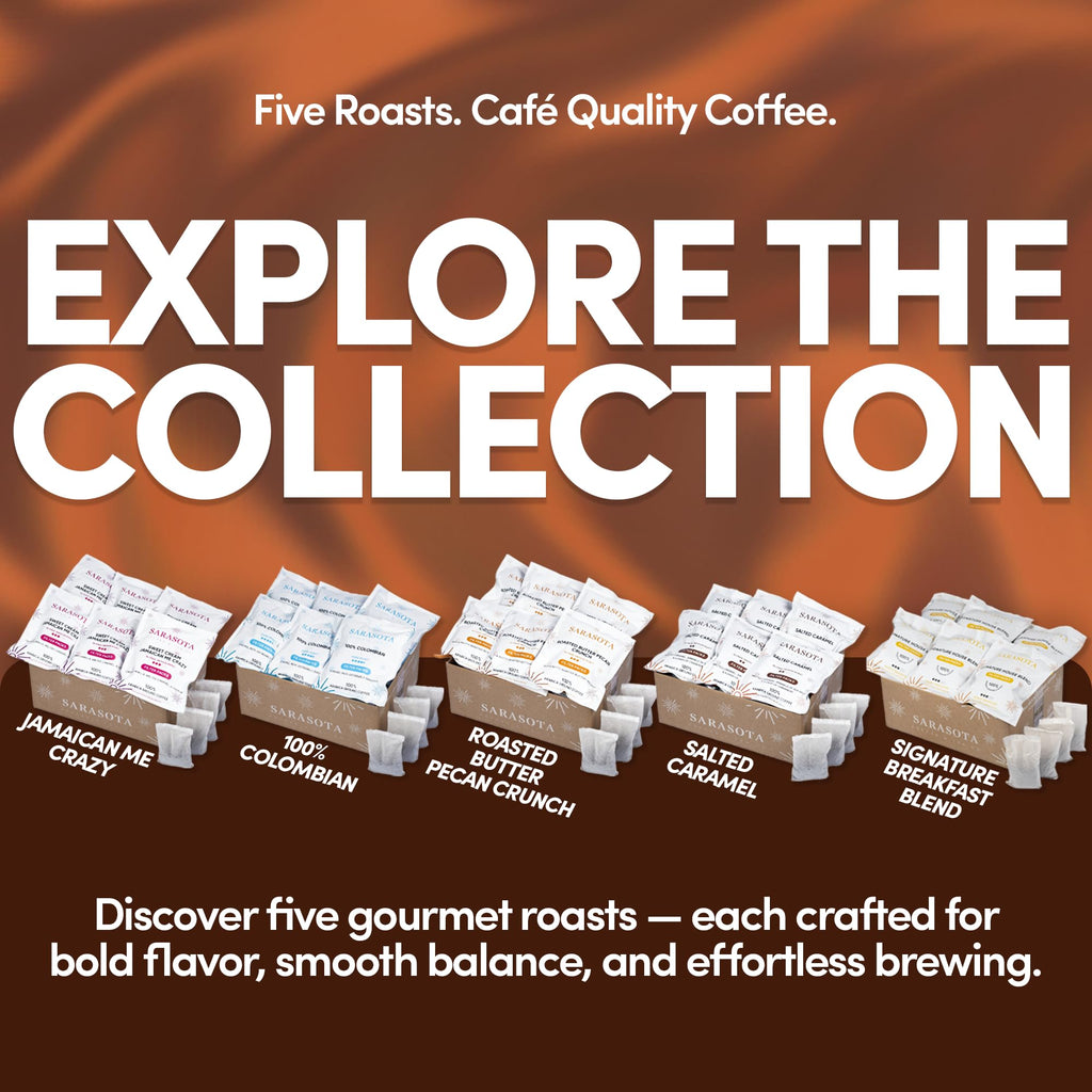 Ground Flavored Coffee In Filter Packs | Salted Caramel | Medium Roast Low Acid Mold Free Pouches | Bulk Packets Gourmet Bags for 10-12 Cup Drip Maker | Highest Rated Individual Premeasured Coffee