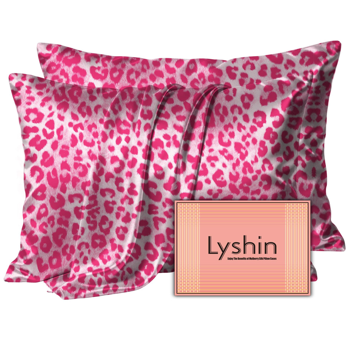 LYSHIN Silk Pillow Cases Standard Size with Hidden Zipper, Leopard