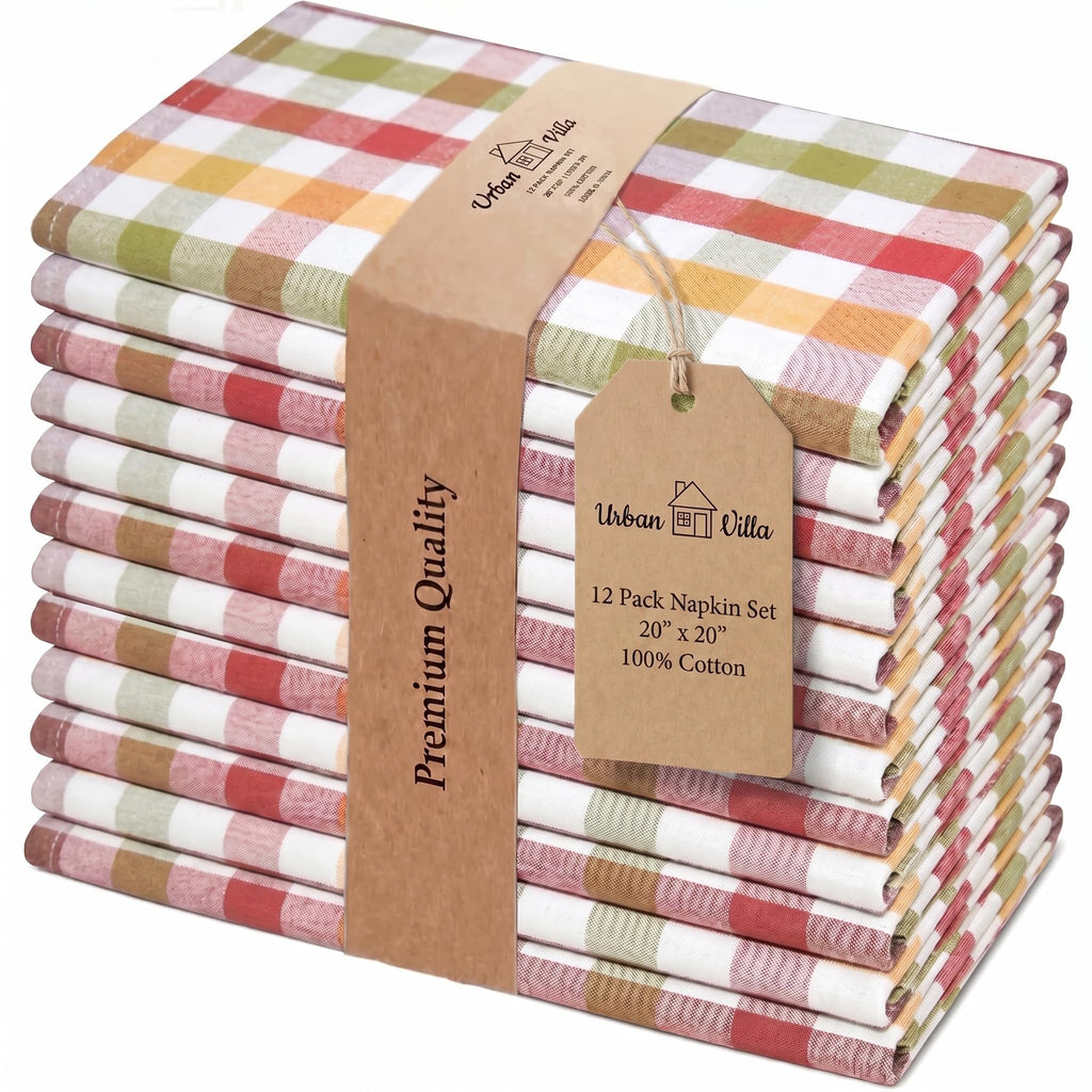 Urban Villa Cloth Napkins Cotton 20x20 (Set of 12) Harvest