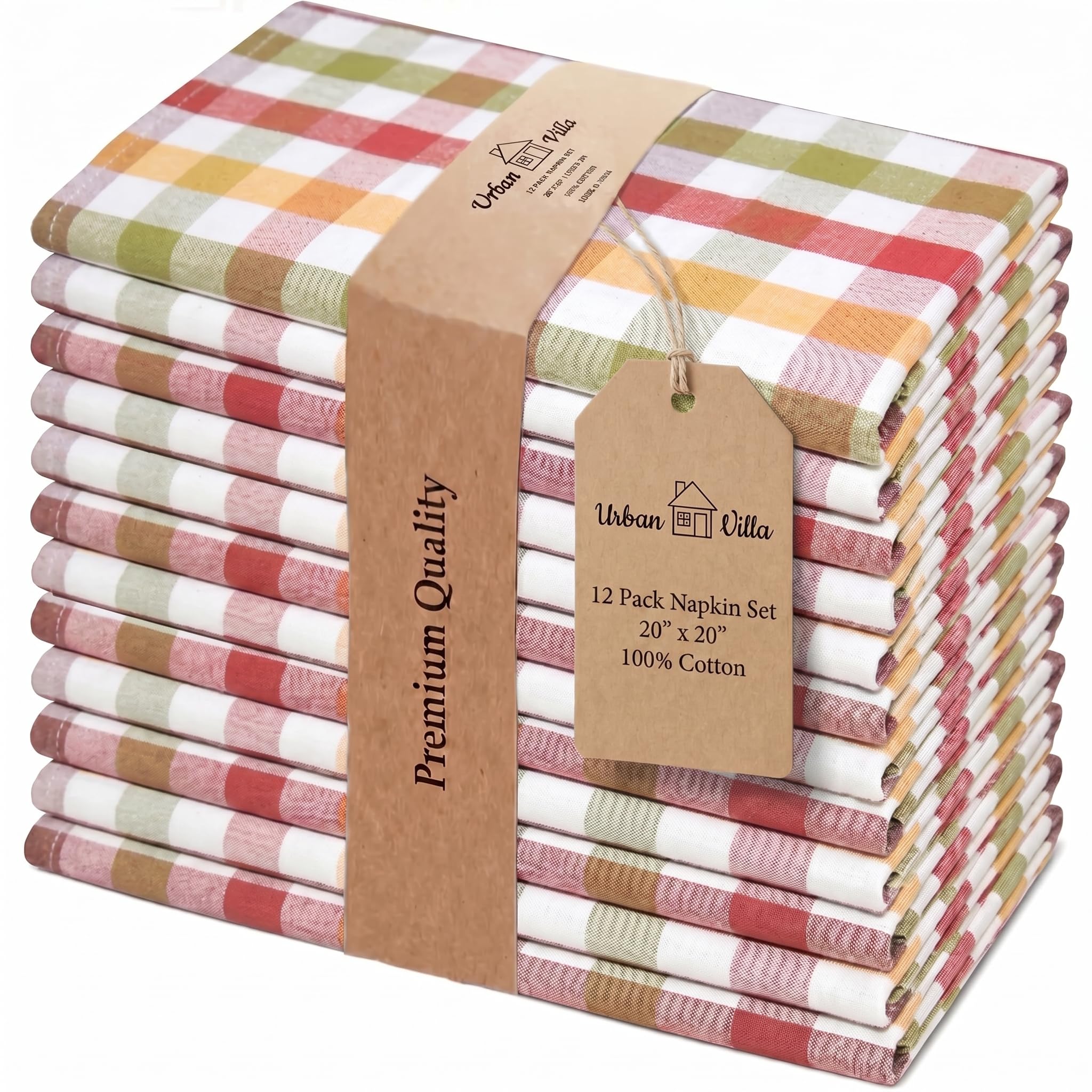Urban Villa Cloth Napkins Cotton 20x20 (Set of 12) Harvest