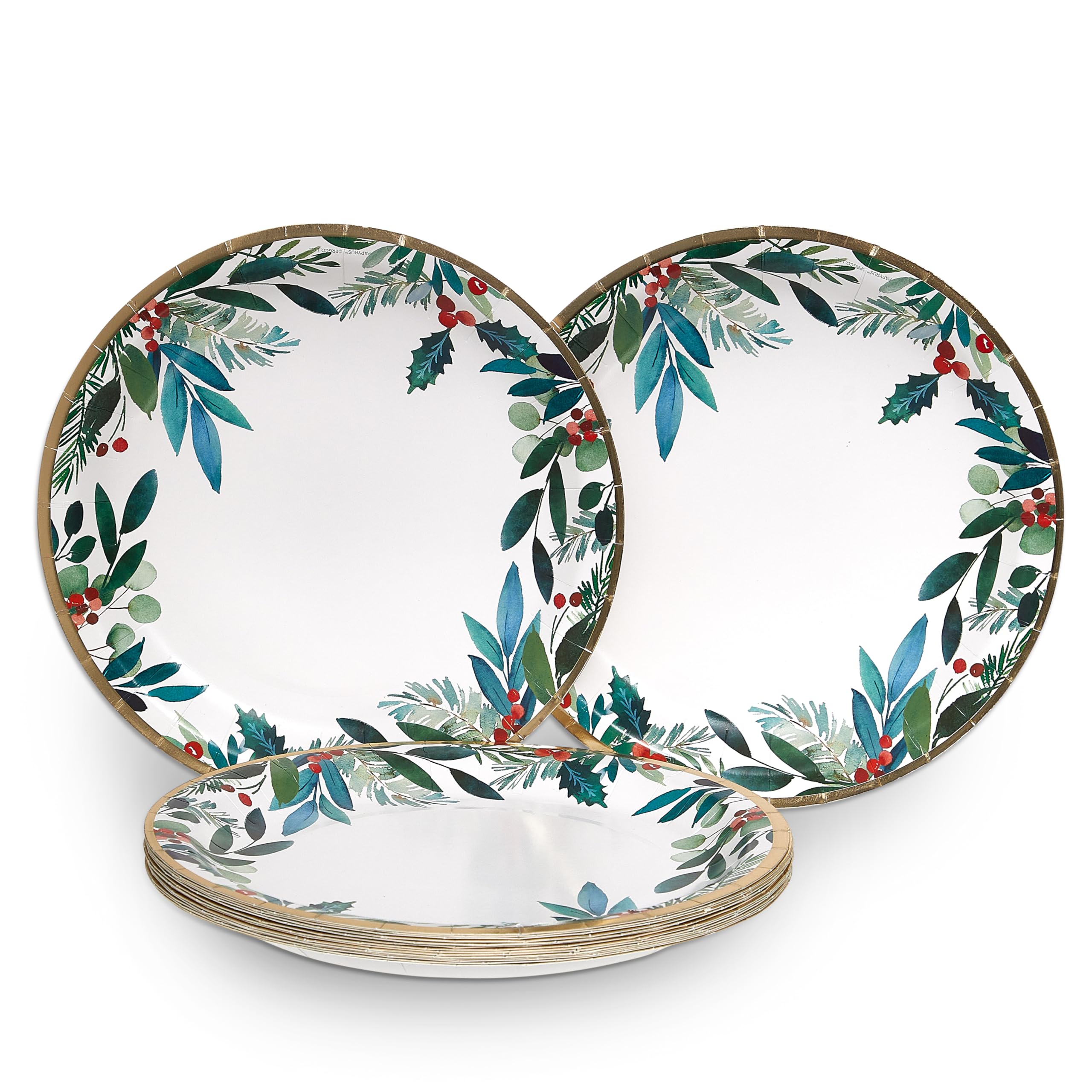 Papyrus Disposable Tabletop Plates Set - Elegant and Sturdy Plates for Any Occasion, Holiday Foliage, Dinnerware Set