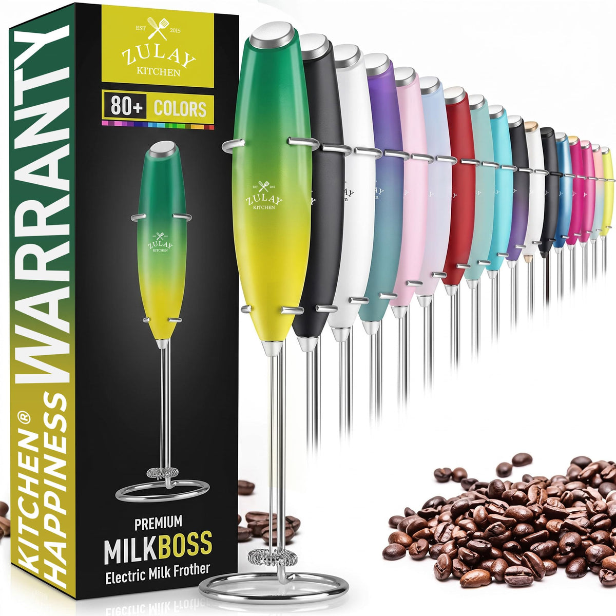 Zulay Powerful Milk Frother for Coffee with Upgraded Titanium Motor - Handheld Electric Whisk, Milk Foamer, Mini Mixer & Coffee Blender for Frappe, Latte, Matcha, No Stand - Pristine Teal
