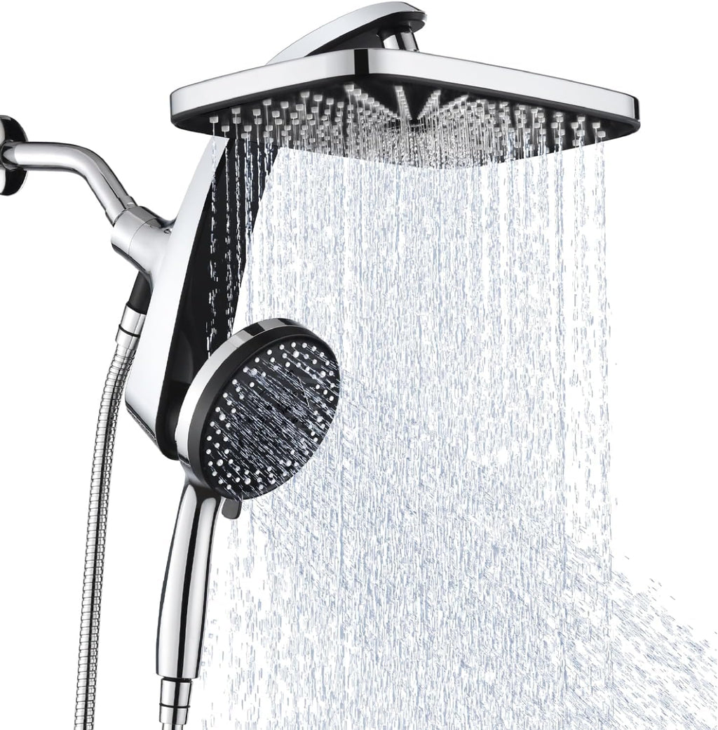 12" High Pressue Rain Shower Head with Handheld, 9 Sprays Hand Showerhead