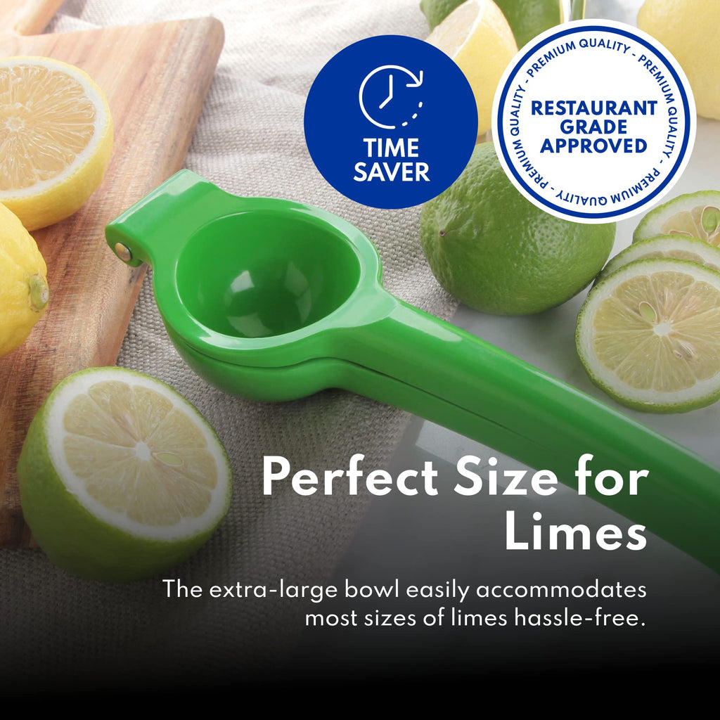 New Star Foodservice Lime Squeezer, Commercial Restaurant Grade Enameled Aluminum Citrus Press, Manual Hand Juicer for Limes, Lemons, and Small Citrus, Green