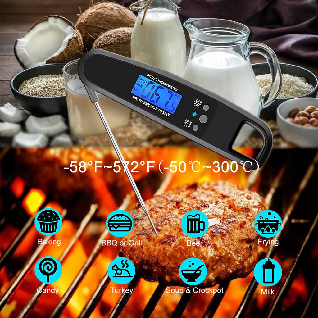 LIKEPAI Black Meat Thermometer Digital Food Thermometer for Cooking