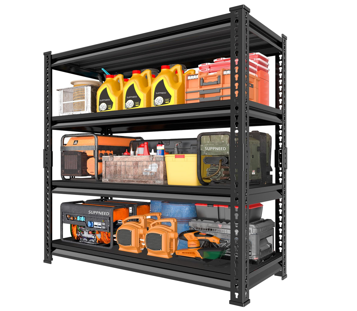 SUPPNEED Metal Garage Shelving Unit: 47.2" W x 17.7" D x 78" H Black