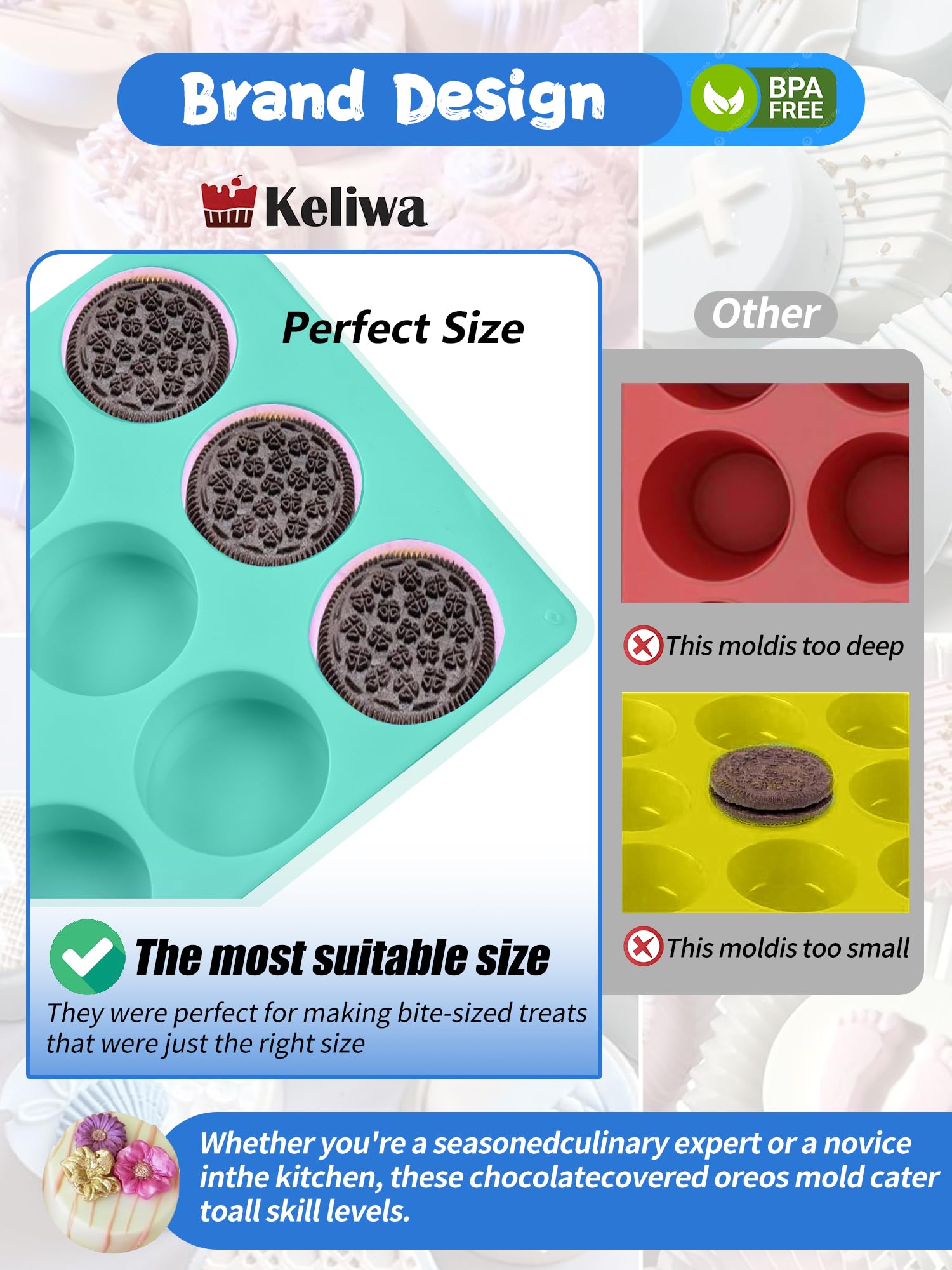 3 Pcs Round Chocolate Cookie Molds Set,12-Cavity Silicone Mold with 30 Clear Treat Boxes, Round Baking Mold for Candy, Mini Cake, Individually Wrapped Cakesicle Party Favor Packaging