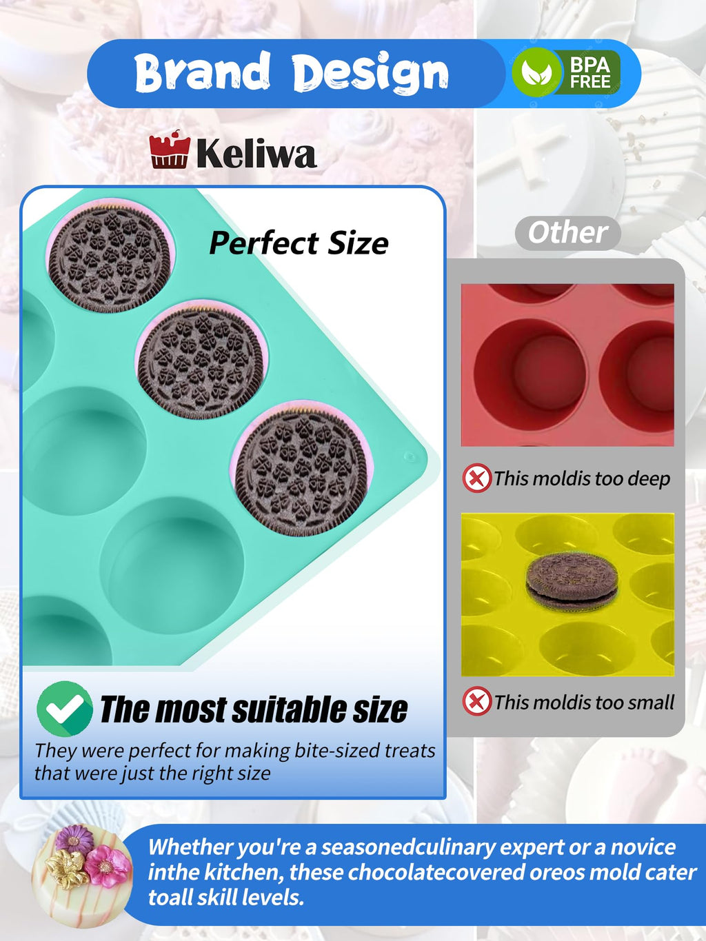 3 Pcs Round Chocolate Cookie Molds Set,12-Cavity Silicone Mold with 30 Clear Treat Boxes, Round Baking Mold for Candy, Mini Cake, Individually Wrapped Cakesicle Party Favor Packaging