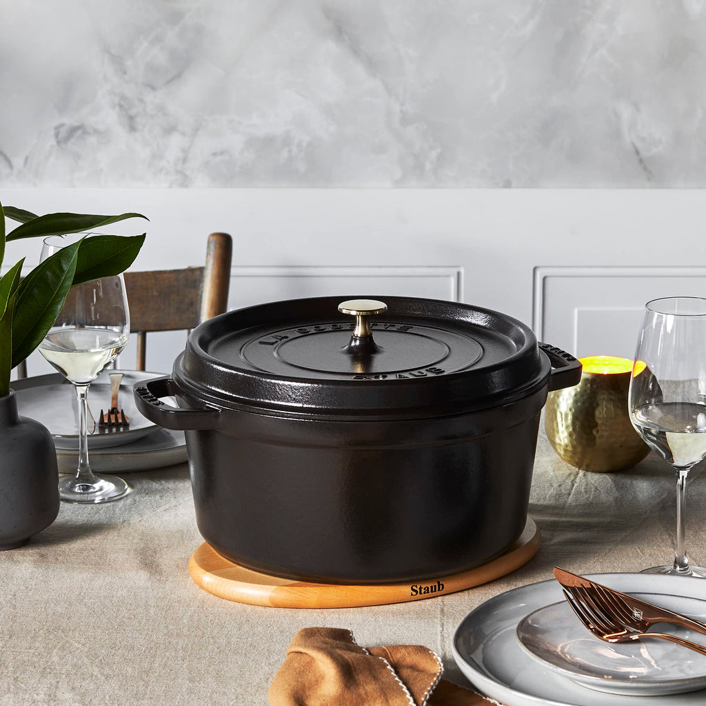 Staub 7-Qt Dutch Oven, Serves up to 7-8 People, Oven Safe to 500°F, Black