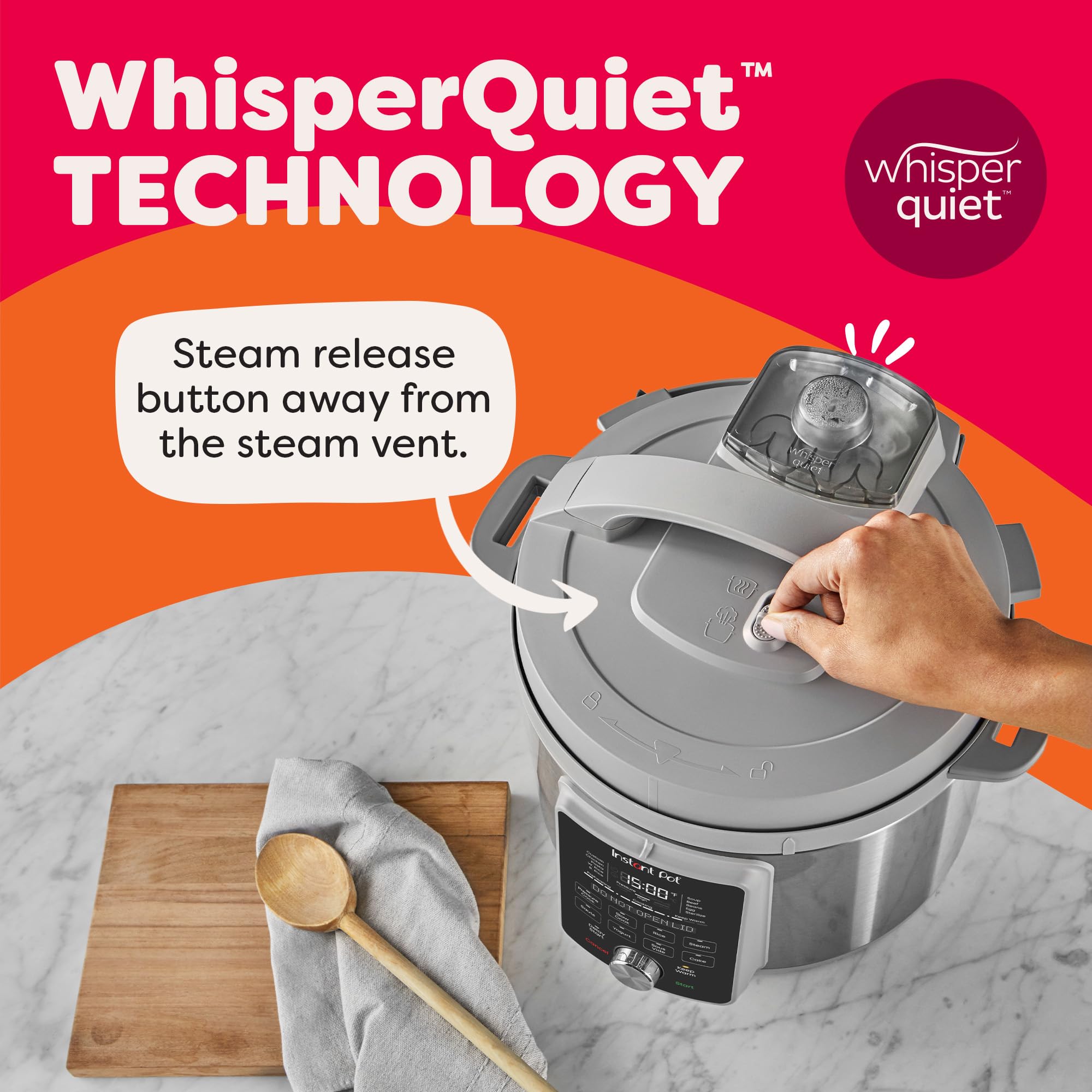Instant Pot, 8-Quart Whisper Quiet 9-in-1 Electric Pressure Cooker, Slow Rice Cooker, Steamer, Sauté, Yogurt Maker, Warmer & Sterilizer, App With Over 800 Recipes, Stainless Steel, Duo Plus