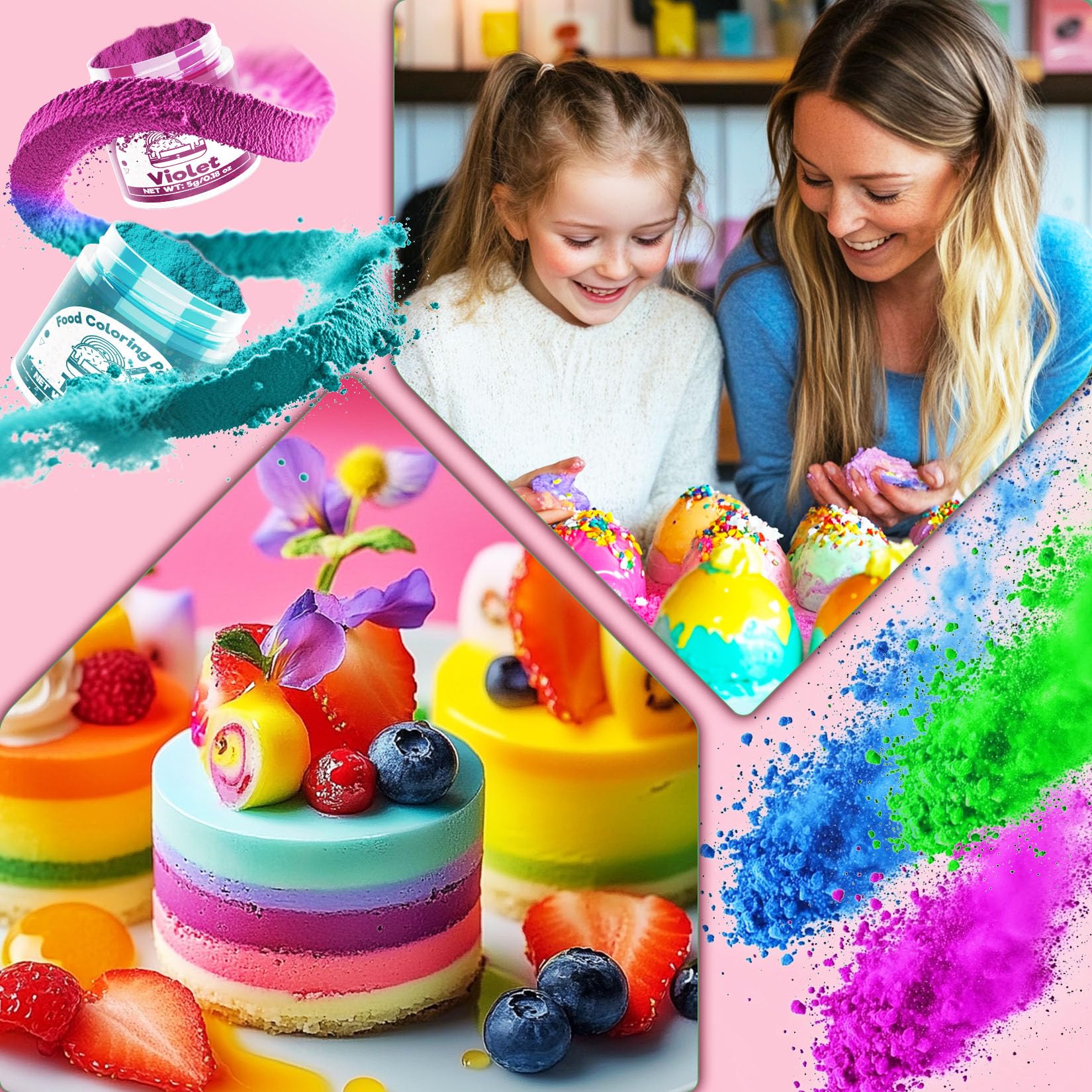 Food Coloring Powder for Baking - 15 Bright Colors Powdered Food Coloring