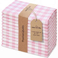 Urban Villa Cloth Napkins Cotton 12x12 (Set of 12) Pink/White