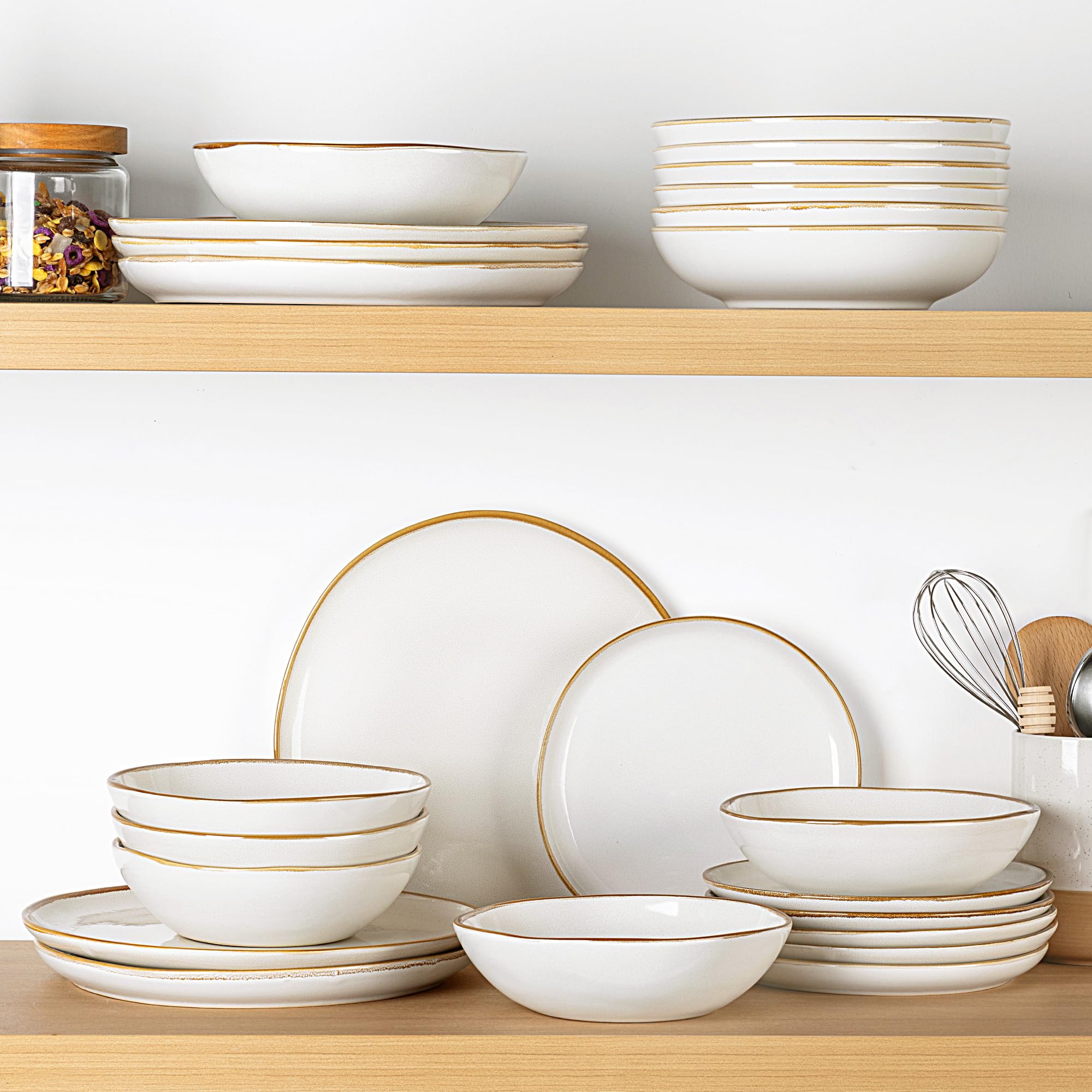 AmorArc Ceramic Dinnerware Sets for 8, 24Pcs Plates and Bowls Sets Dishes
