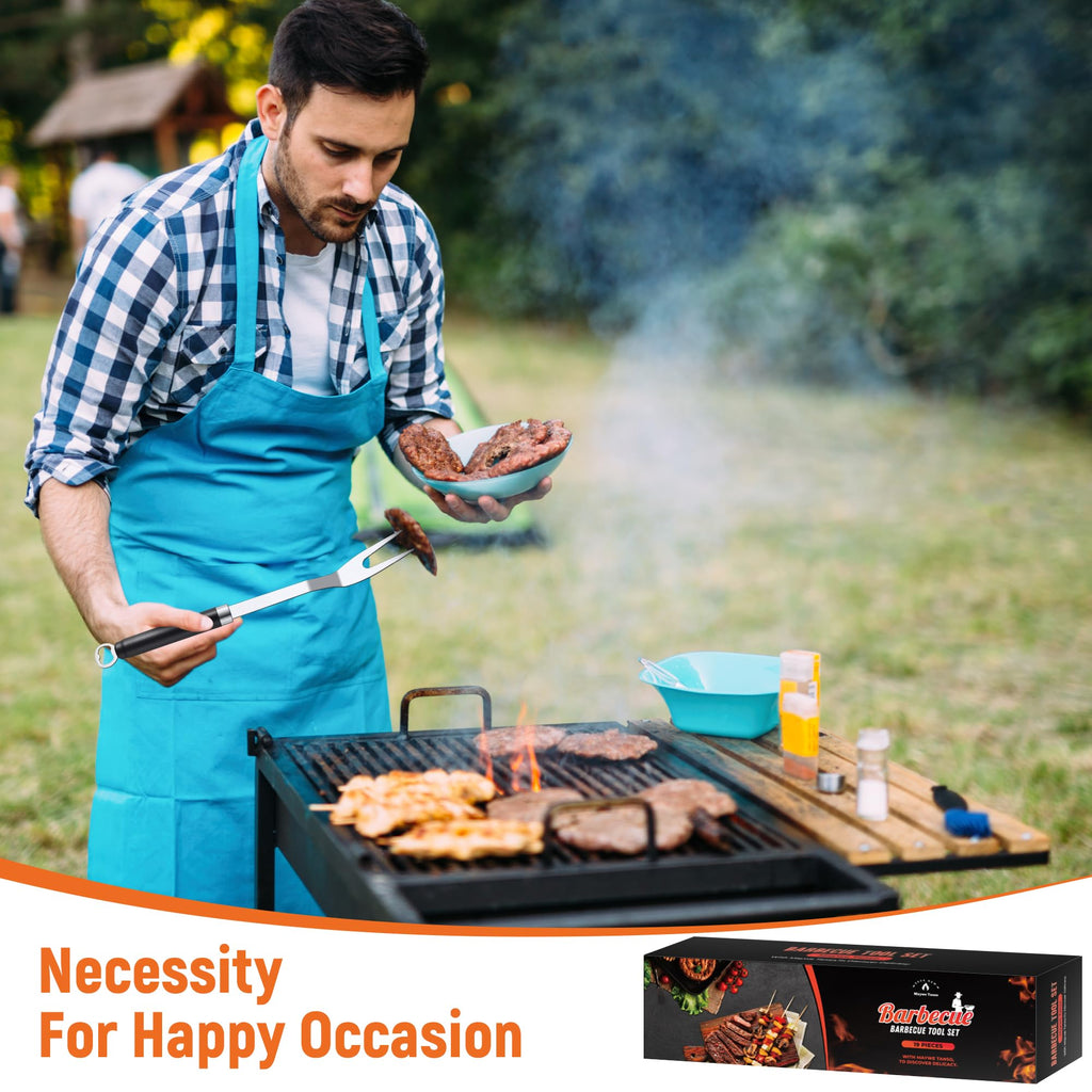 BBQ Grilling Accessories Grill Tools Set, Stainless Steel BBQ Utensils for Grill, Professional Barbecue Accessories Barbecue Kit for Men & Women,Practical Grill Tools for Outdoor Camping,Father's Day