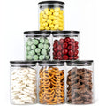 Urban Green Glass Jars with Black Bamboo Lids, Food Storage Containers with Airtight Black Lids, Glass Kitchen Canisters Sets (3 pack of 20oz + 3 pack of 30oz)