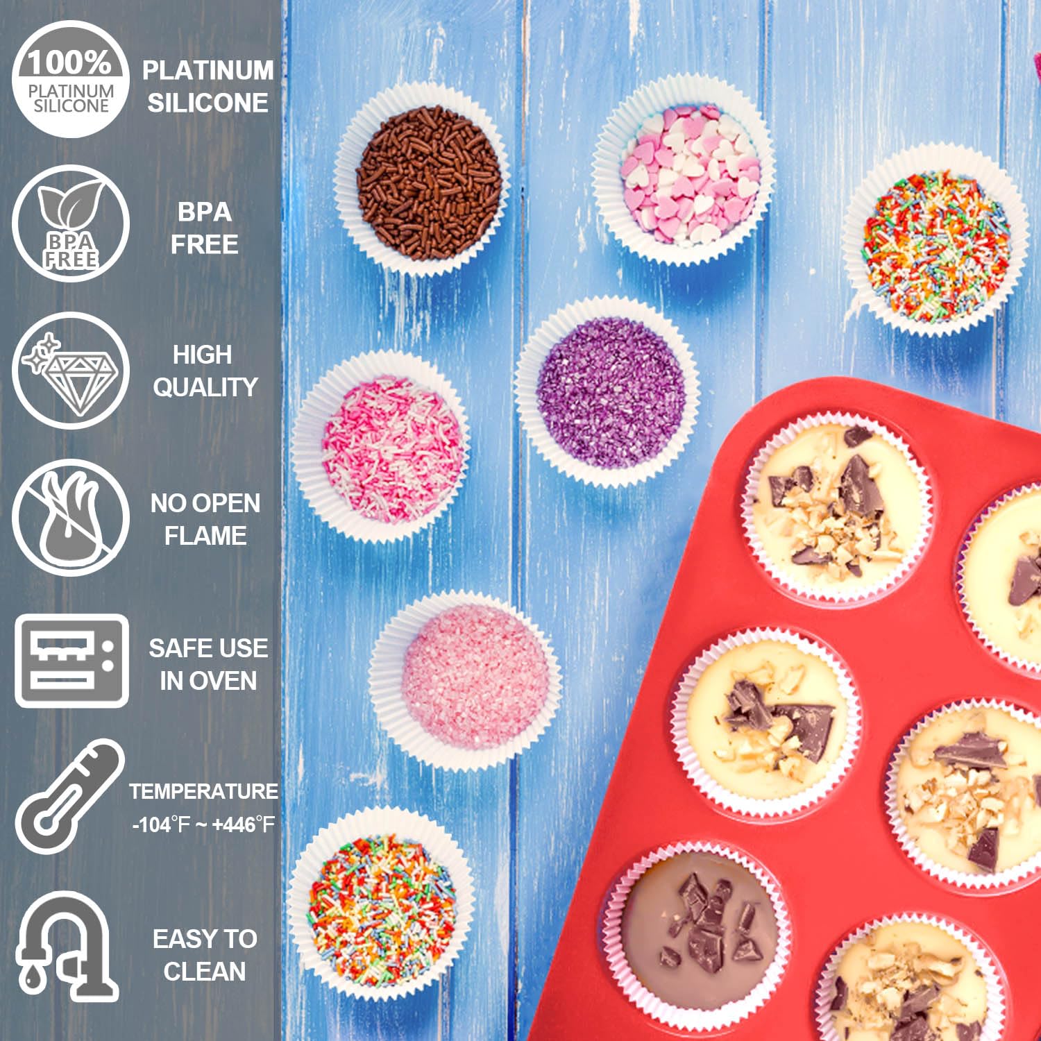 Anaeat Silicone Muffin Pan - 6 Cups Non-Stick Cupcake Molds, Food Grade Silicone Baking Tray for Making Egg Muffin, Cupcake, Quiches, Tart and Desserts, Reusable Muffin Tin Just Pop Out (3 Pack)