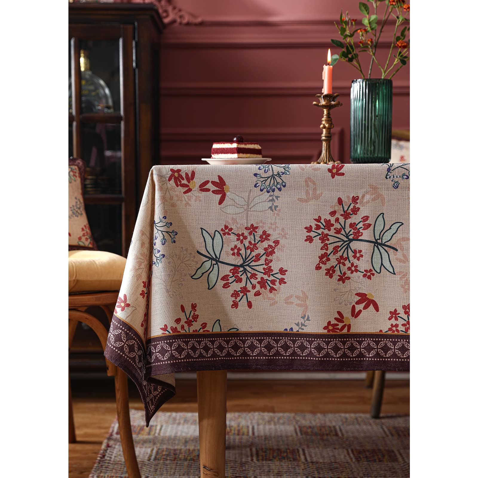 patdrea Vintage French Linen Tablecloth,Rectangular,87"x55"-NewMari