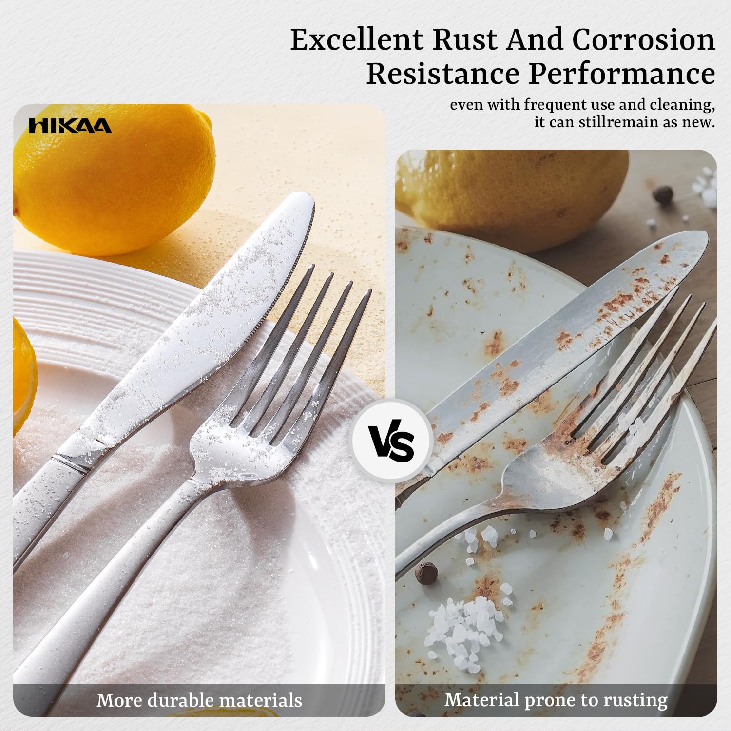HIKAA 40PCS Matte Handle Silverware Set for 8, Stainless Steel Flatware Set, Modern Design Cutlery Set for Home/Hotel/Wedding, Dishwasher Safe