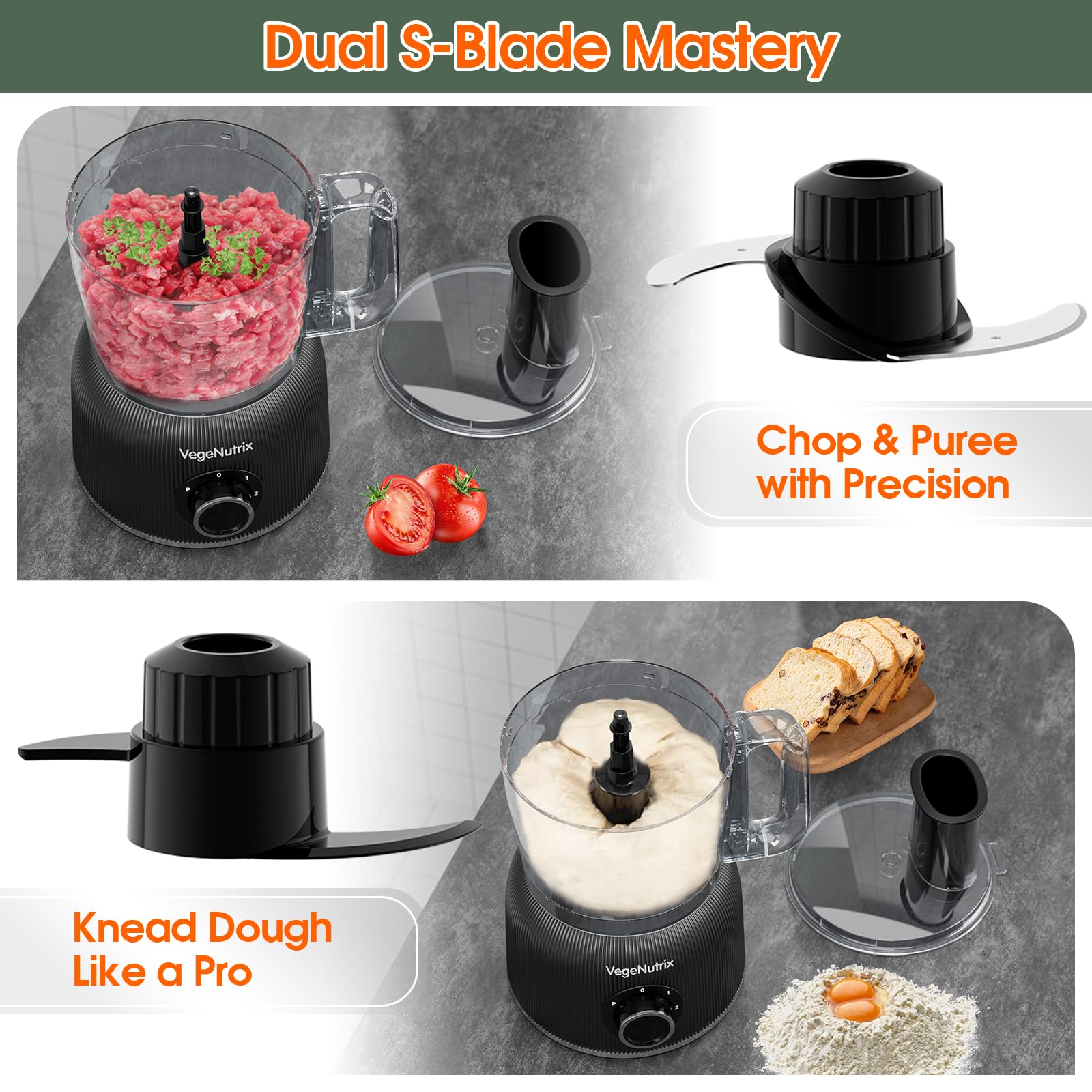 Food Processor and Blender Combo, 88 oz Food Chopper for Meat, Vegetable and Dough, 70 oz 700W Glass Jar Blender with 2 Speeds and Pulse for Smoothie, Nutrient Extractions, and More