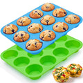 GOKCEN's Silicone Egg Bite Molds 12 Cups Silicone Muffin Pans for Baking