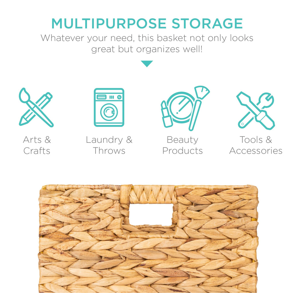 Best Choice Products 10.5x10.5in Pack of 5 Cube Storage Baskets, Water Hyacinth Multipurpose Collapsible Organizers, Handwoven Laundry Totes for Laundry, Living Room, Kids Room & Nursery - Natural