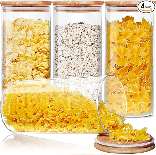 27 oz Glass Jars with Bamboo Lids, Airtight Food Storage Containers