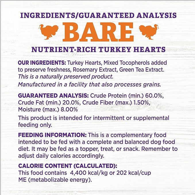 Wellness CORE Bare Bowl Boosters for Dogs, Grain-Free Freeze-Dried Food Mixer Or Topper, Made with Natural Ingredients (Turkey, 4-Ounce Bag) (Pack of 2)