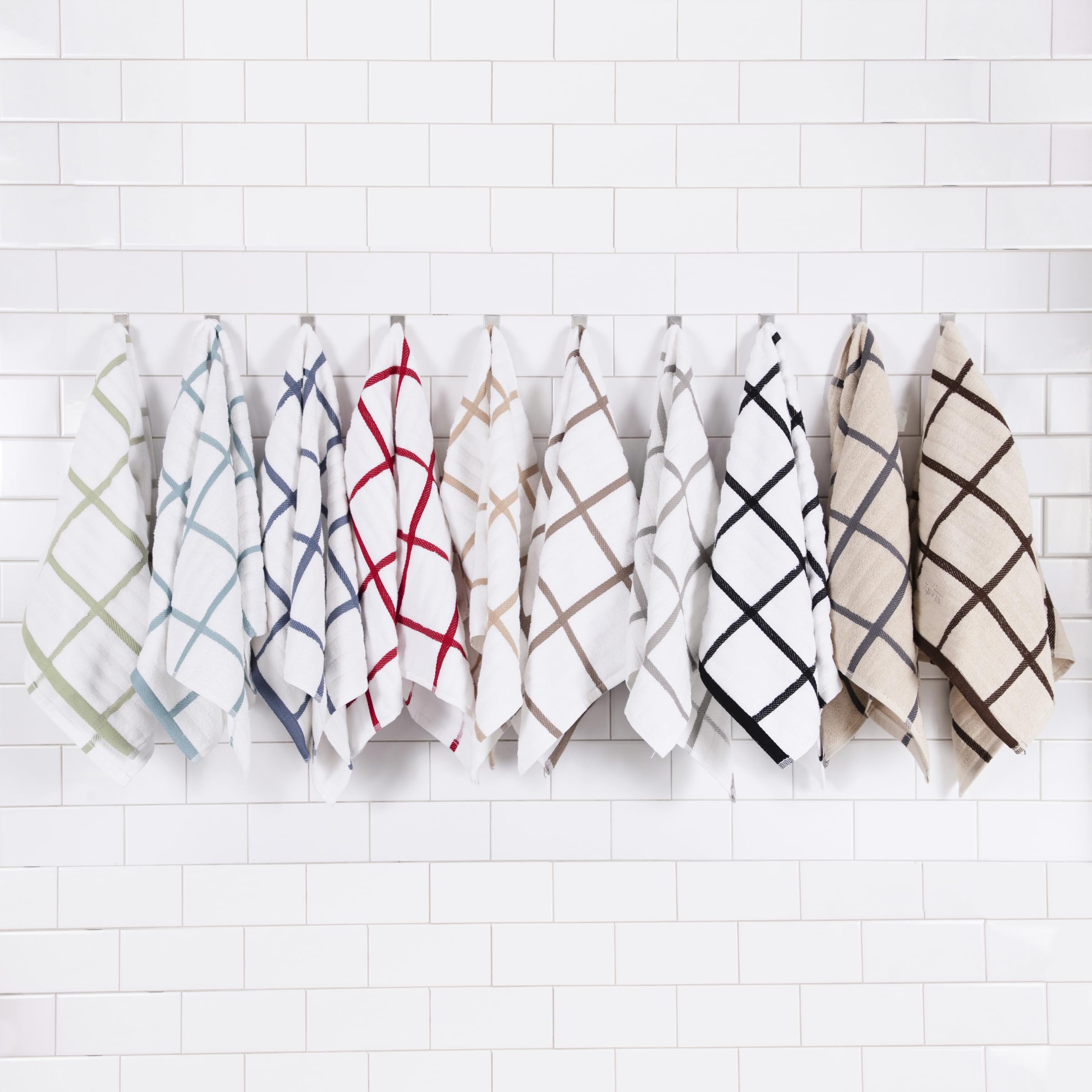 All-Clad Checked Kitchen Towel: Highly Absorbent, Super Soft Long Lasting - 100% Cotton, 17"x30" Tea Towel for Cleaning & Drying Dishes, Pans, Glassware, or Countertops, (1-Pack), Almond