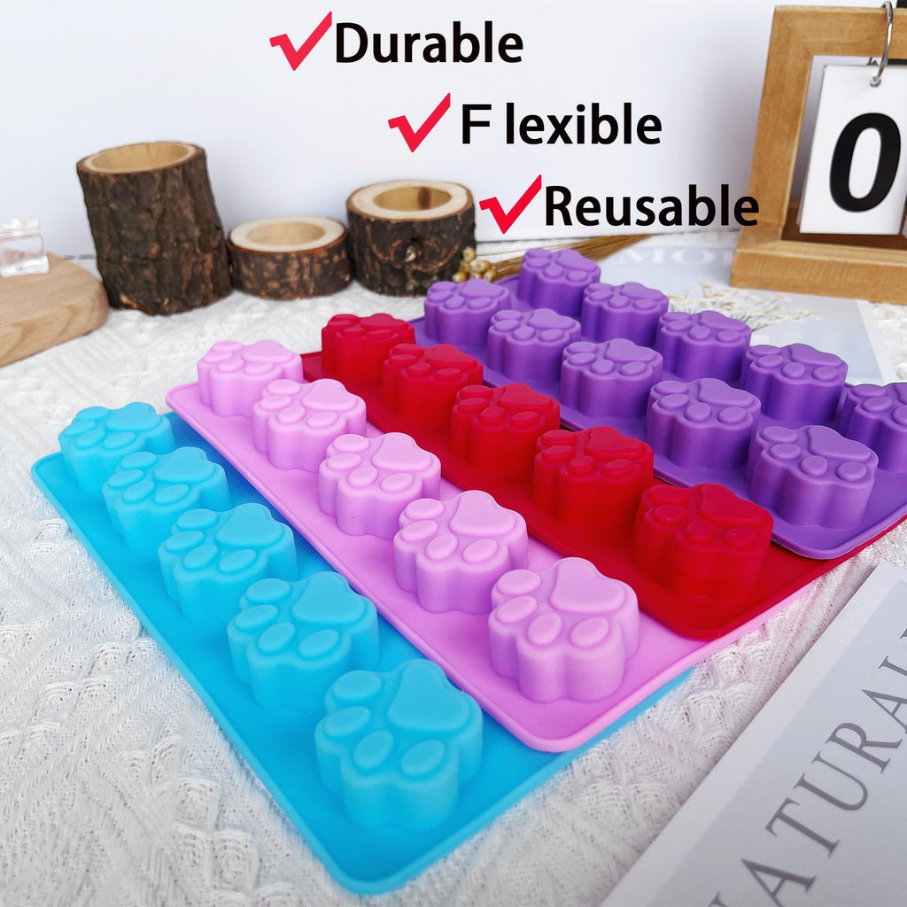 SAGOOITS 8PCS Silicone Molds Puppy Dog Paw and Bone Shape, Reusable Silicone Chocolate Molds, Non-Stick gummy molds, Dog Treat Molds, Used for Chocolate, Candy,Pudding, Jelly,Ice Cube,Biscuits