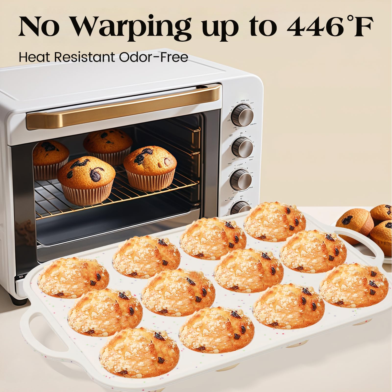 Vinino 2Pack Silicone Muffin Pans for Baking with Metal Reinforced Frame, 12 Cups Regular Size Nonstick Silicone Cupcake Pan, BPA Free Oven Dishwasher Safe Baking Mold for Muffins Cupcakes