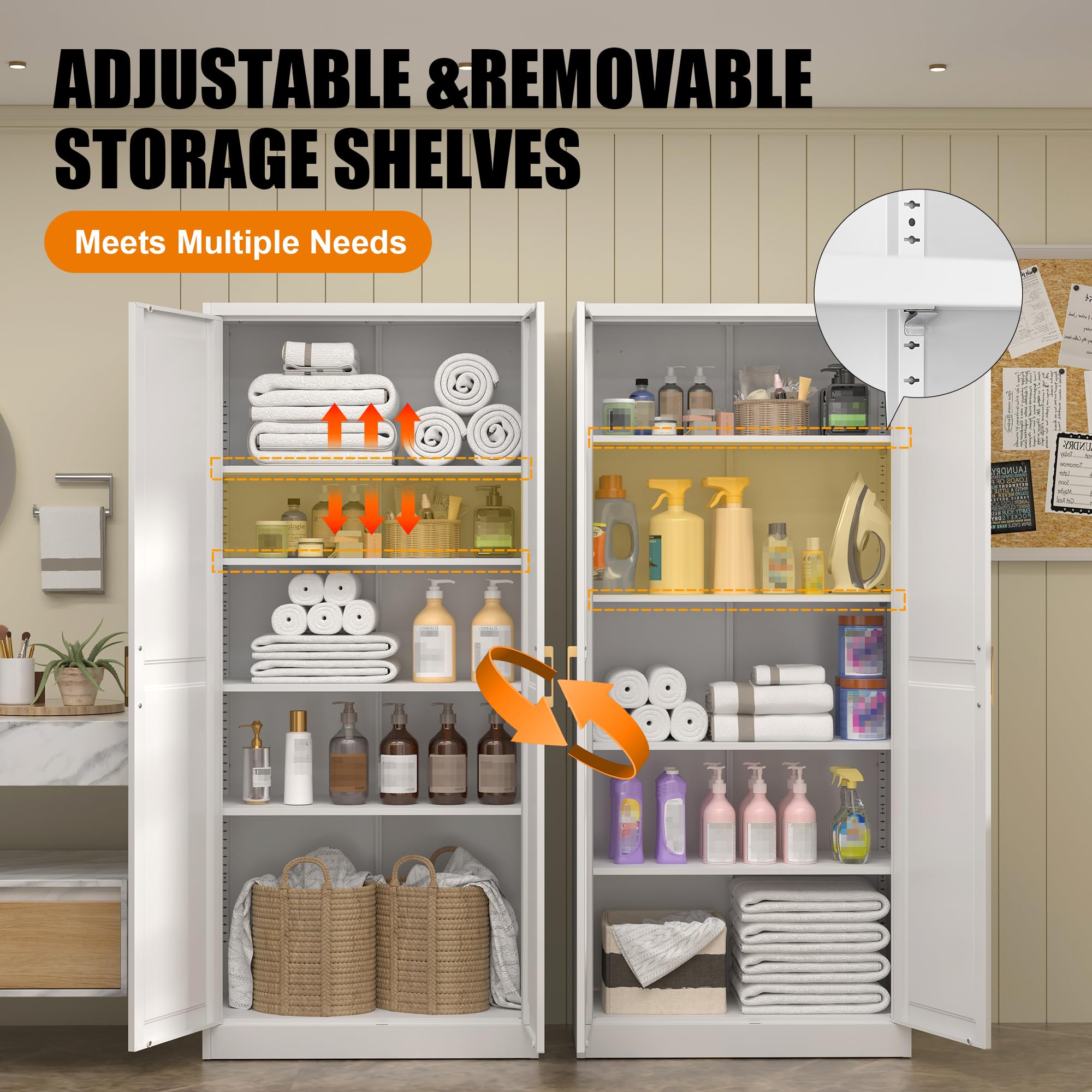 MetalMax 71"Tall Metal Kitchen Pantry Storage Cabinet with Doors& 4 Shelves