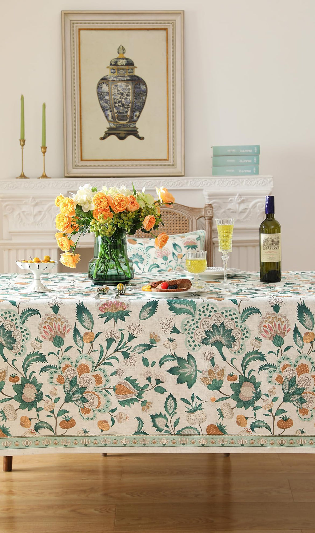 patdrea Vintage French Linen Tablecloth,Rectangular,79"x55"-Tree Life