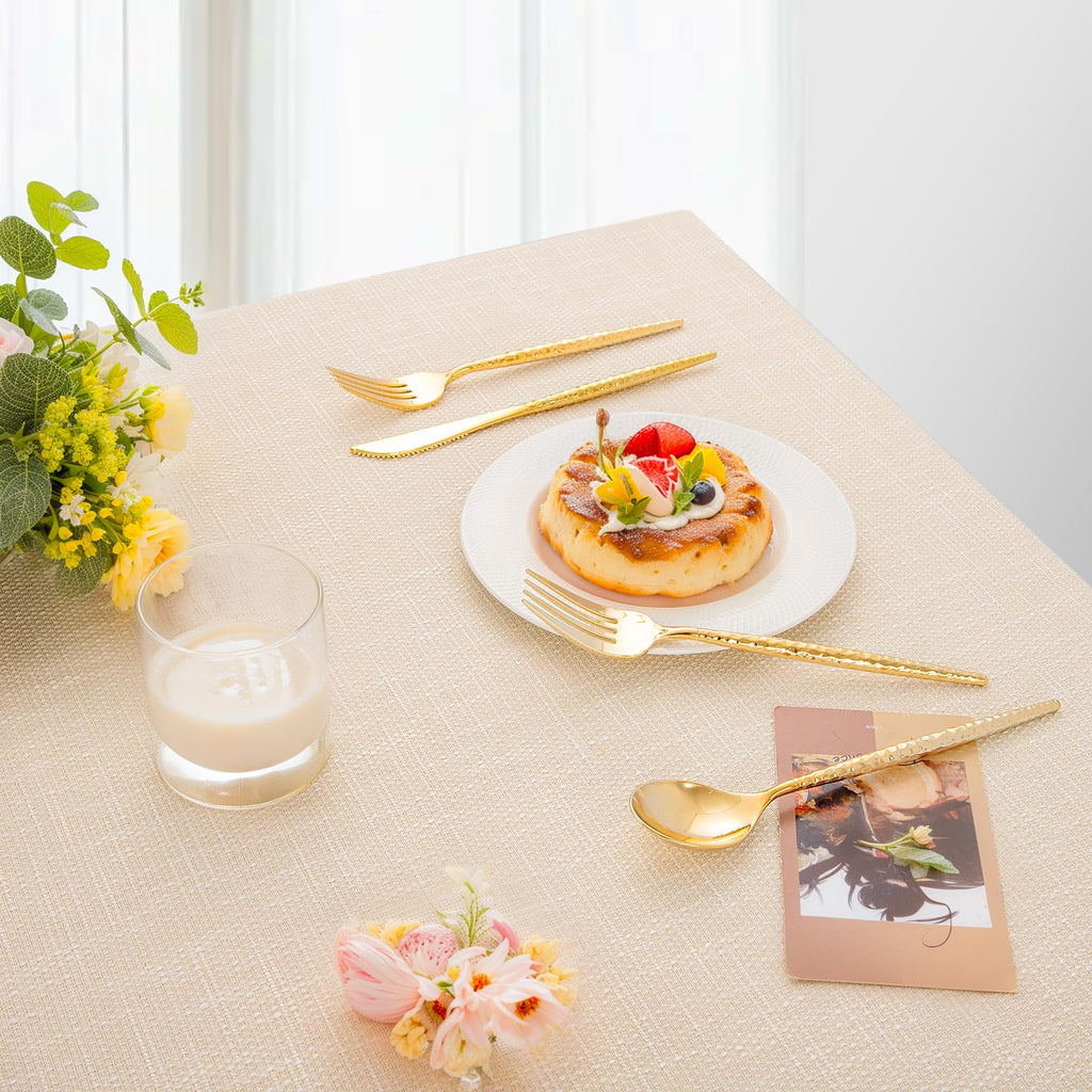 LIYH 102Pcs Gold Heavy Duty Plastic Silverware Set for Wedding Parties