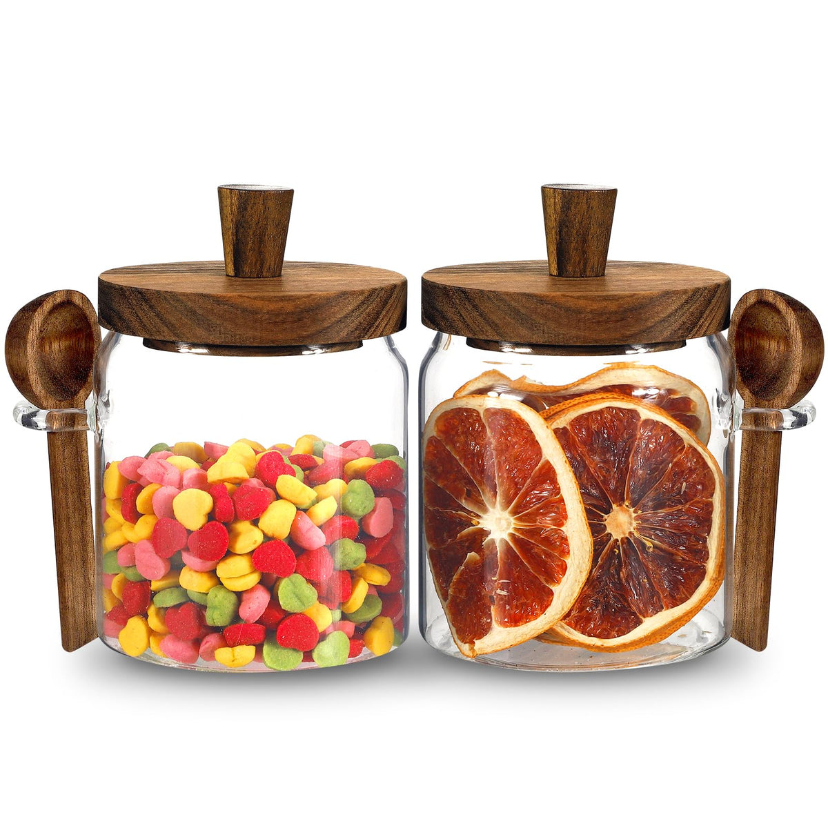Foyofly Glass Coffee Storage Jar with Lids Spoon Kitchen Borosilicate Glass Food Canister Containers for Sugar Ground Flours Coffee Beans Nut Pasta Spice Rice Loose Tea