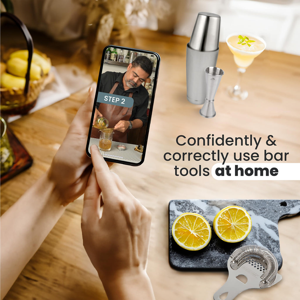A Bar Above 4 Piece Cocktail Shaker Set with Cocktail Course Included