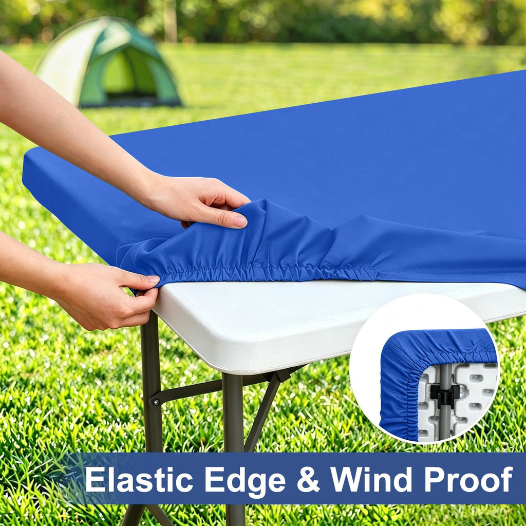 homing Rectangle Table Cloth Cover 4 Foot Blue Elastic Fitted Tablecloth