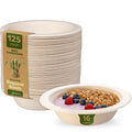 GUSTO 100% Compostable 16 oz. Heavy-Duty Paper Bowls [125 Pack] Eco-Friendly Disposable Sugarcane - Kraft……