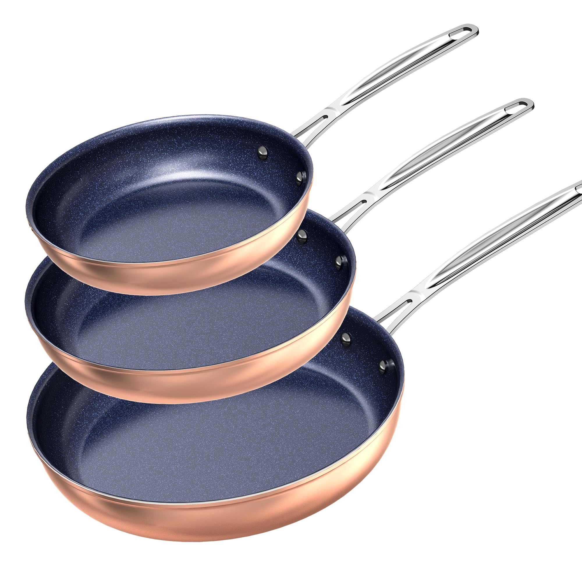 Nuwave 3-Piece Fry Pan Set, 8”, 10”, 12” Forged Lightweight