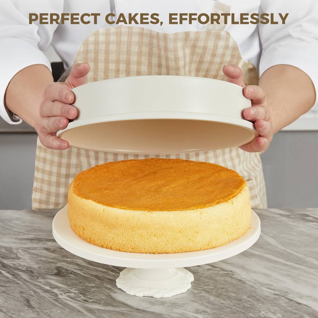 HONGBAKE Ceramic Nonstick 9” Round Cake Pans, Heavy-Duty Aluminized Steel