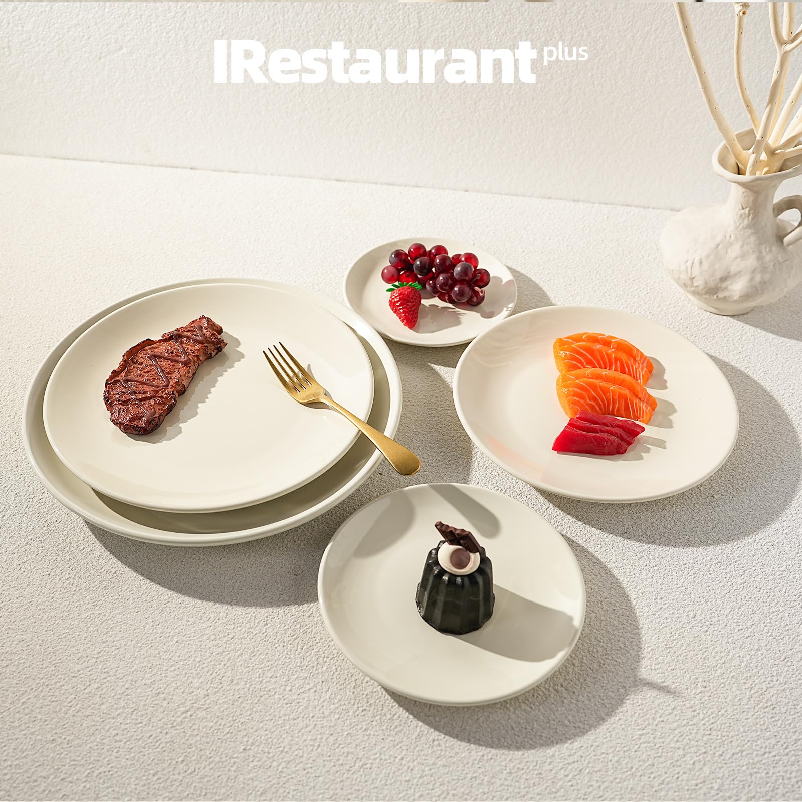 IRESTAURANT PLUS Stoneware Coupe Commercial Grade Dinnerware, Ivory, Plate 12.25", Case of 12