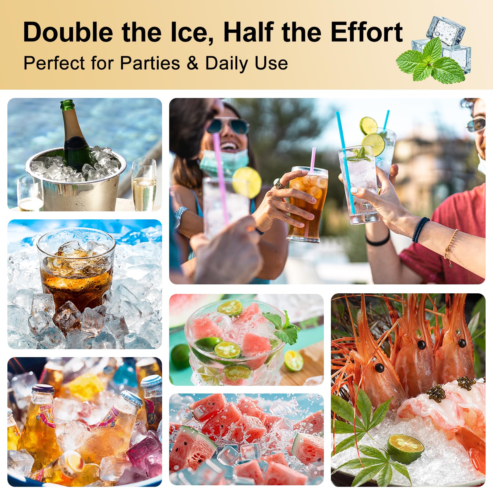 Nbyouw Ice Cube Tray 2 Pack – Stackable Large Silicone Ice Cube Freezer Molds & Easy Release Square Ice Cube Maker with Removable Lid BPA Free for Cocktail,Whiskey，Soup Baby Food