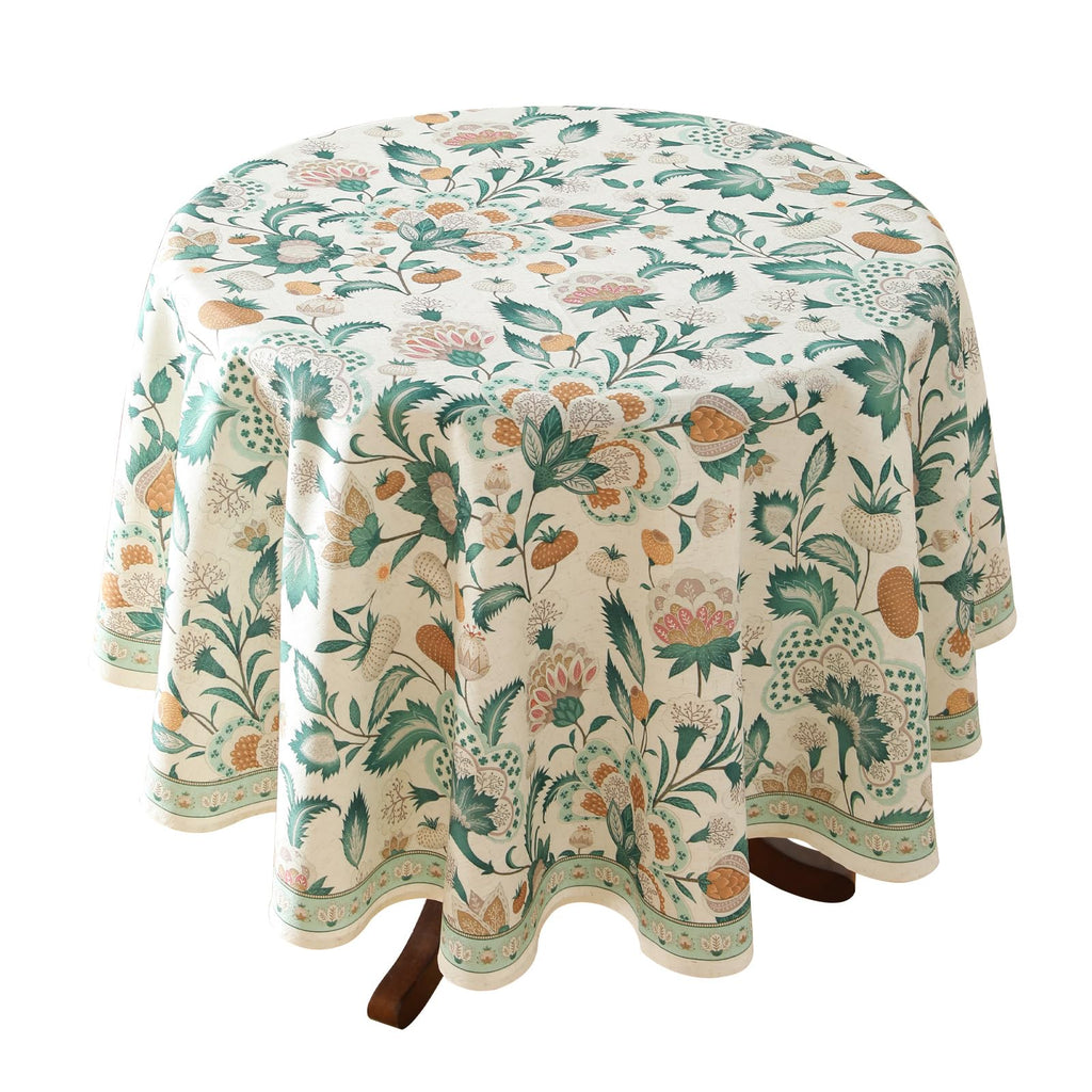 patdrea Vintage French Linen Tablecloth,Round,Diameter 67"-Tree Life