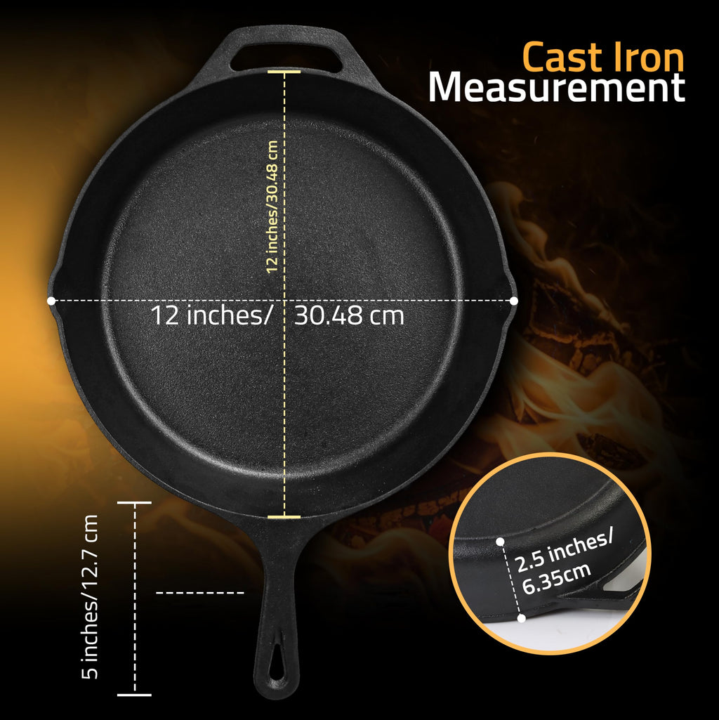 Utopia Kitchen Cast Iron Skillet 12 Inch Pre-Seasoned PFAS-Free Black