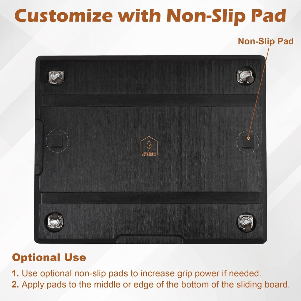 Joy&Grace Appliance Slider for Kitchen Appliances 360° Rolling Sliding Tray for Coffee Maker Countertop, Bamboo Coffee Pot Slider Rolling Tray with Universal Rollers (Black, Large 16"x13")