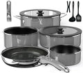 DUXANO Pro Ceramic Pots and Pans Set & 2026 Upgraded Hybrid 3-Ply Frypan, 2X Non Stick, 1.5 & 2QT Saucepans w/Lid, PFAS PTFE PFOA Free Non Toxic Induction Cookware, Removable Handles, Oven Safe, 12PC